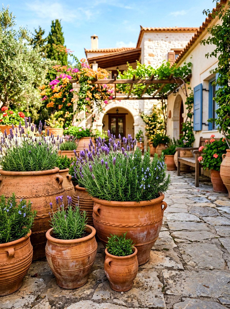 Terracotta Pot Garden - 30 Mediterranean garden ideas