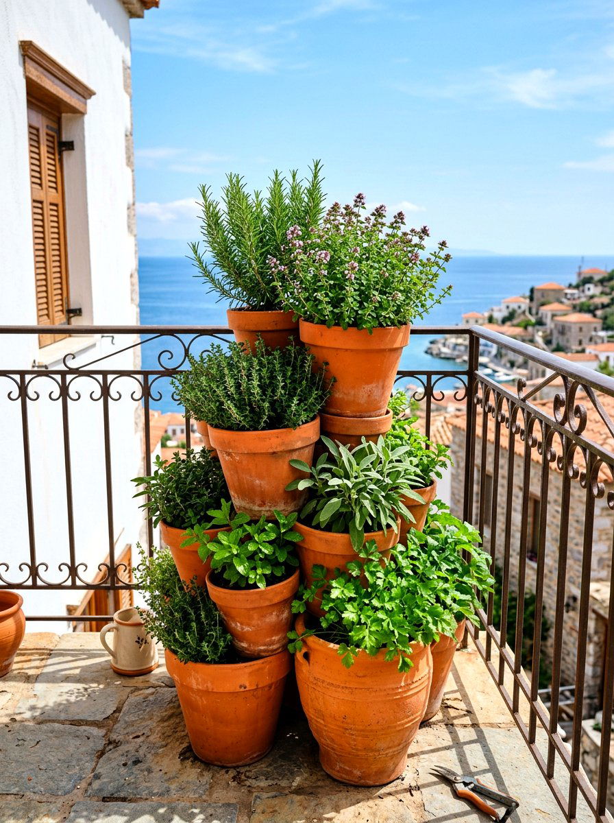 Terracotta Pot Herb Spiral - 30 backyard herb spiral ideas