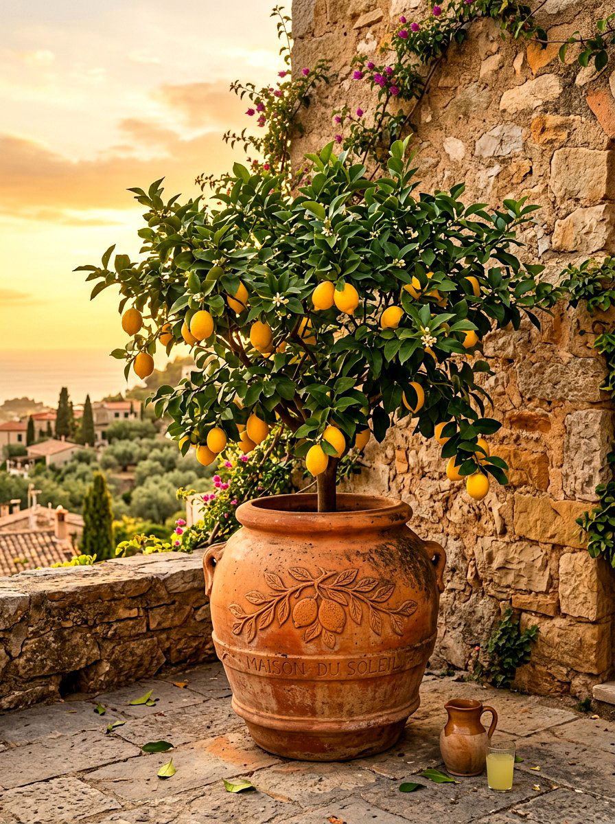 Terracotta Pot Lemon Tree - 30 potted citrus backyard ideas