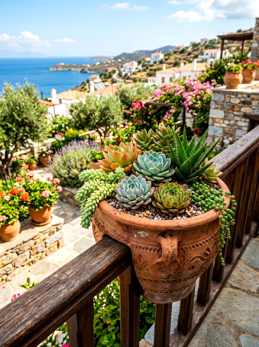 Terracotta Pot Railing Holder - 30 flower box railing ideas