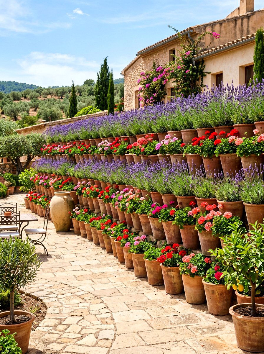 Terracotta Pot Wall - 30 privacy wall planter ideas