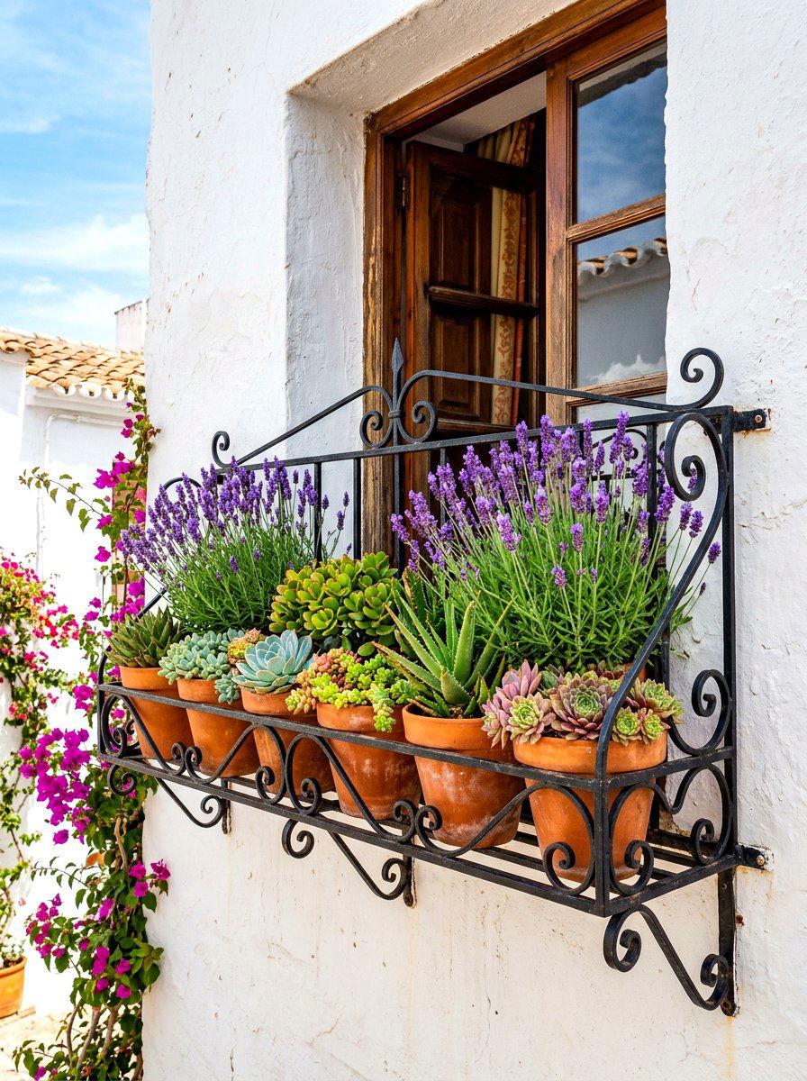 Terracotta Pot Window Insert - 30 exterior flower box ideas