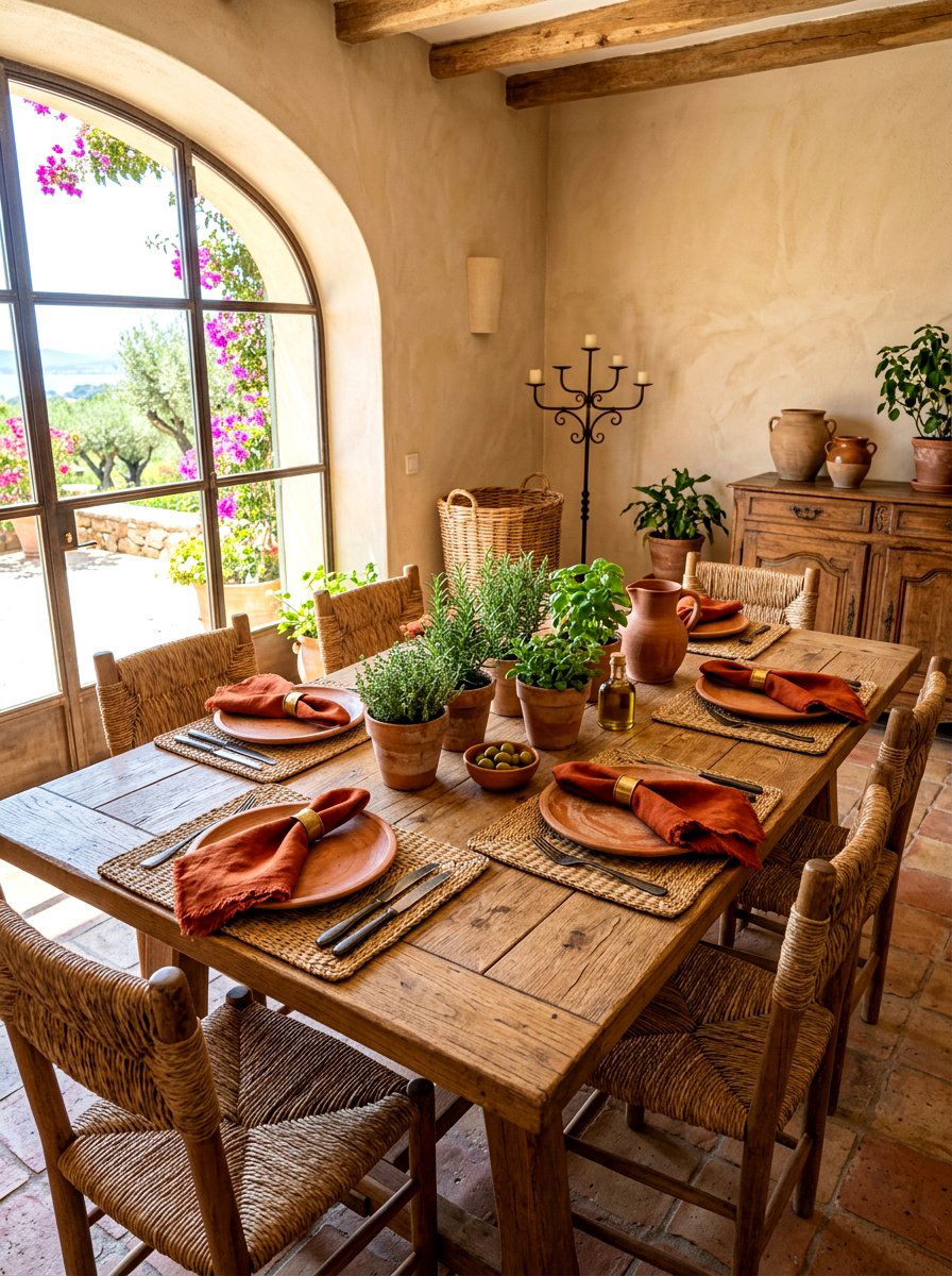Terracotta Pottery Rustic Dining - 30 layered tablescape dining ideas