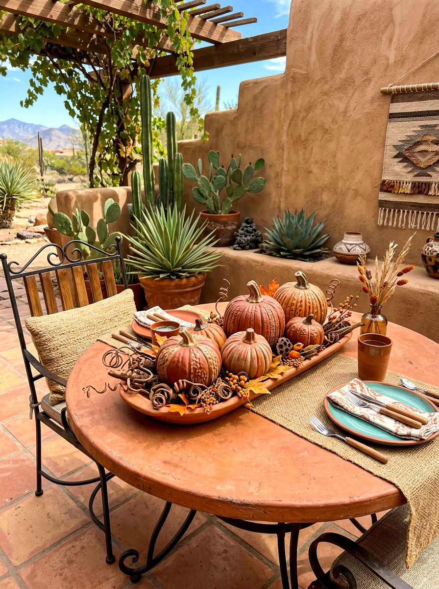 Terracotta Pumpkins - 30 autumn centerpiece bowl ideas