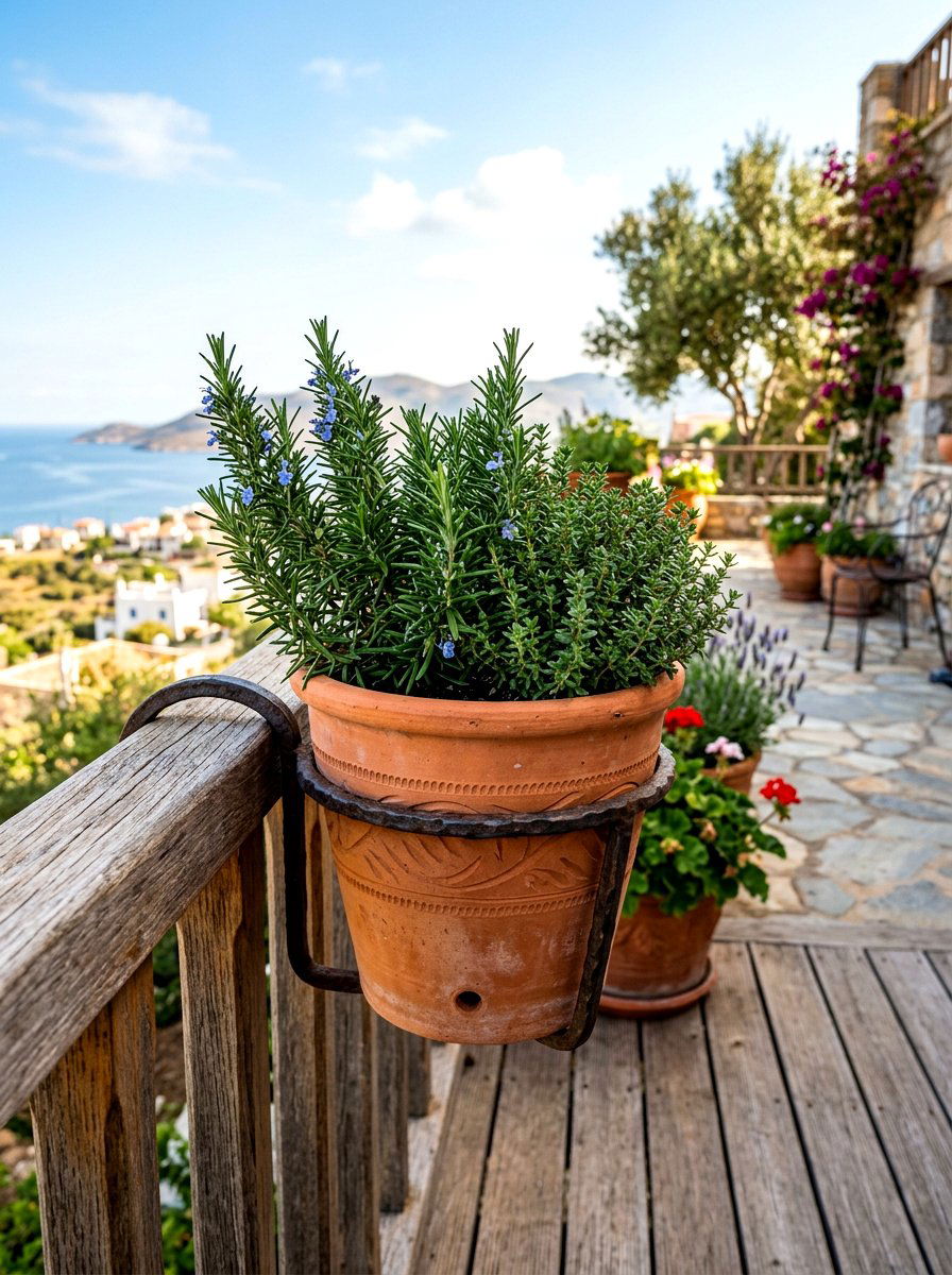 Terracotta Railing Pot - 30 deck railing planter ideas