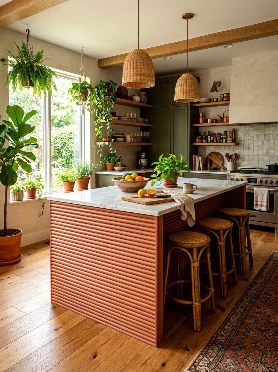 Terracotta Reeded Kitchen Island Tones - 30 reeded kitchen island ideas