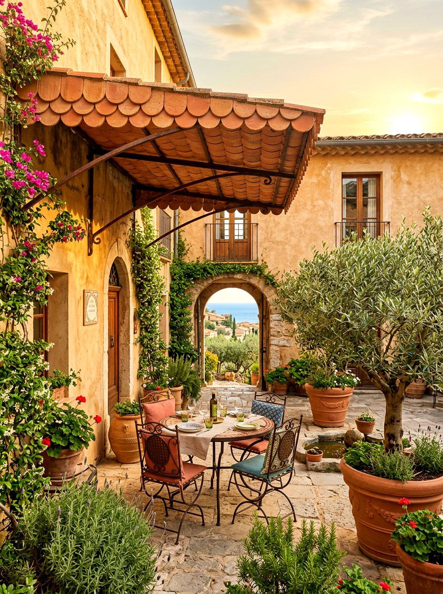 Terracotta Scalloped Patio Shade - 30 scalloped awning ideas