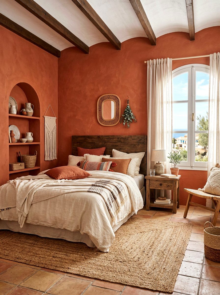 Terracotta Small Bedroom - 30 small room big color ideas