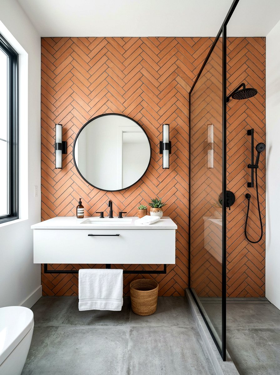 Terracotta Subway Tile Bathroom - 30 terracotta powder room ideas