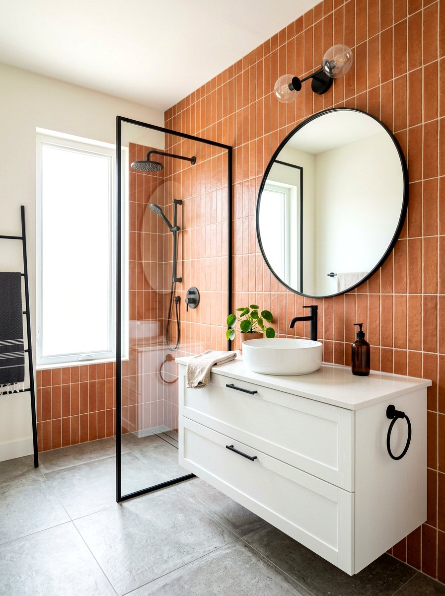 Terracotta Subway Tile - 30 terracotta bathroom ideas
