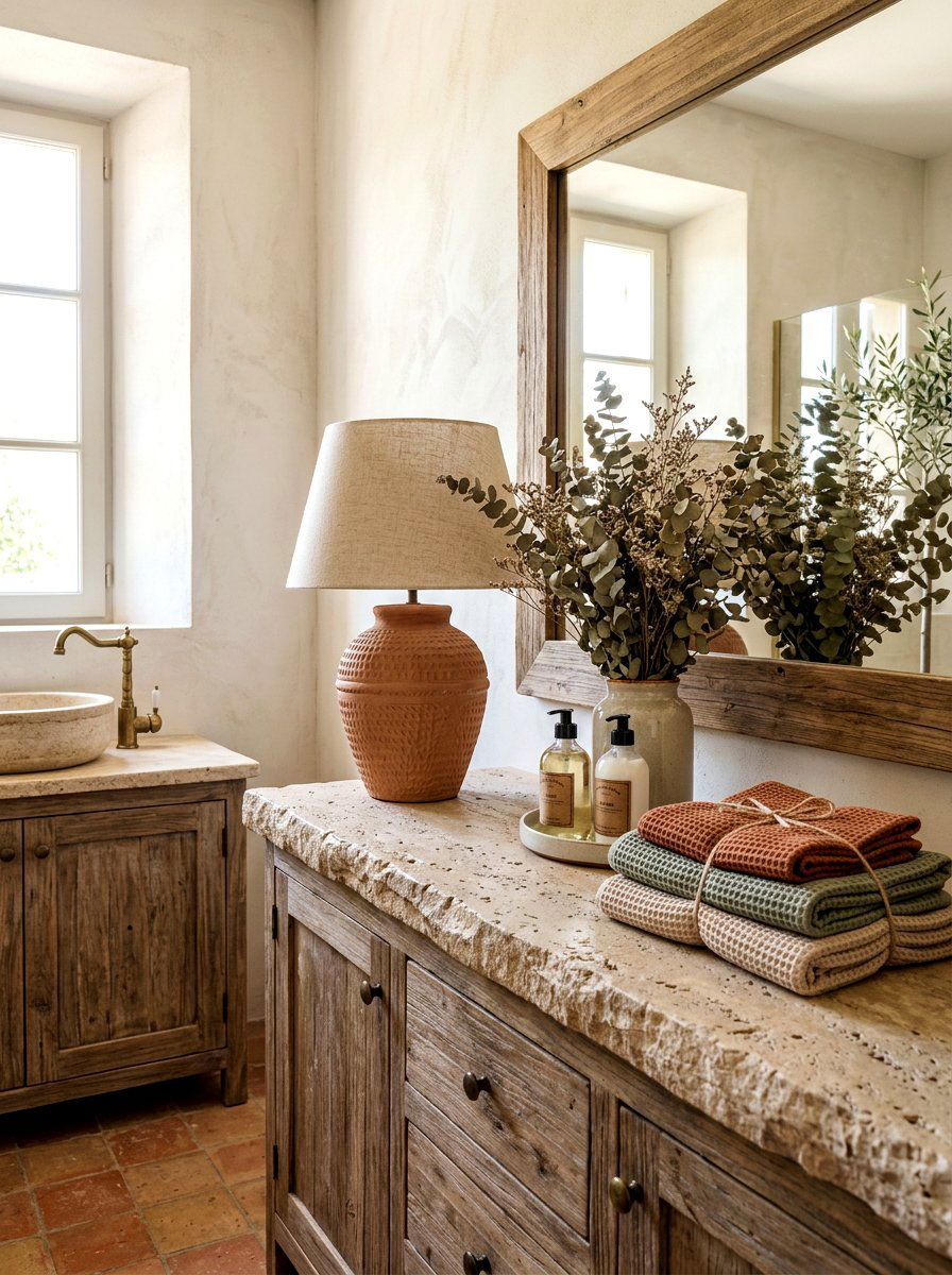 Terracotta Table Lamp - 30 mini lamp bathroom counter ideas