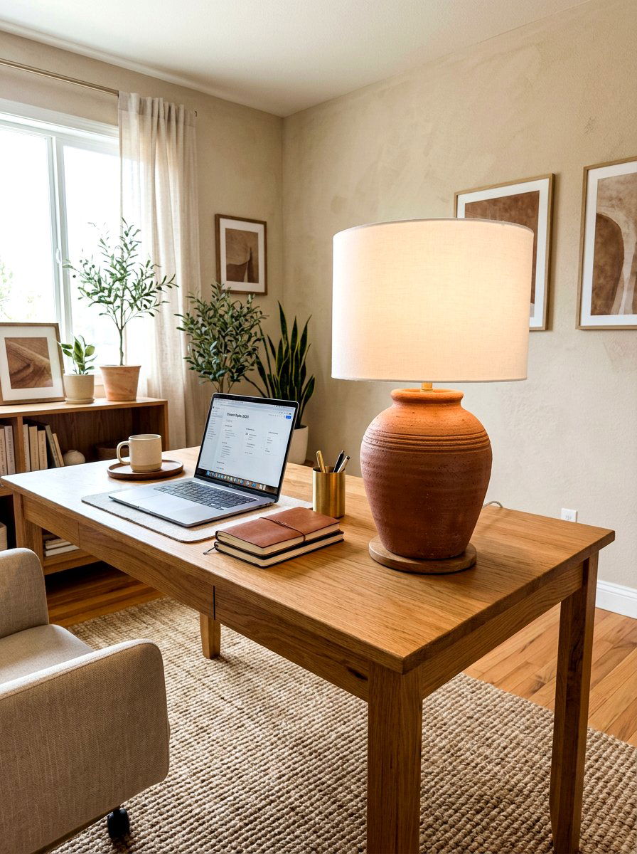Terracotta Table Lamp Office Setup - 30 lamp lit office ideas
