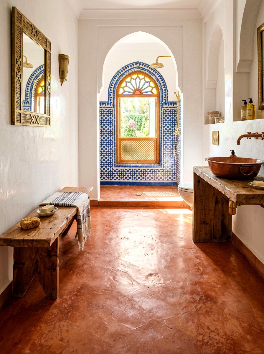 Terracotta Tadelakt Floor - 30 tadelakt bathroom ideas
