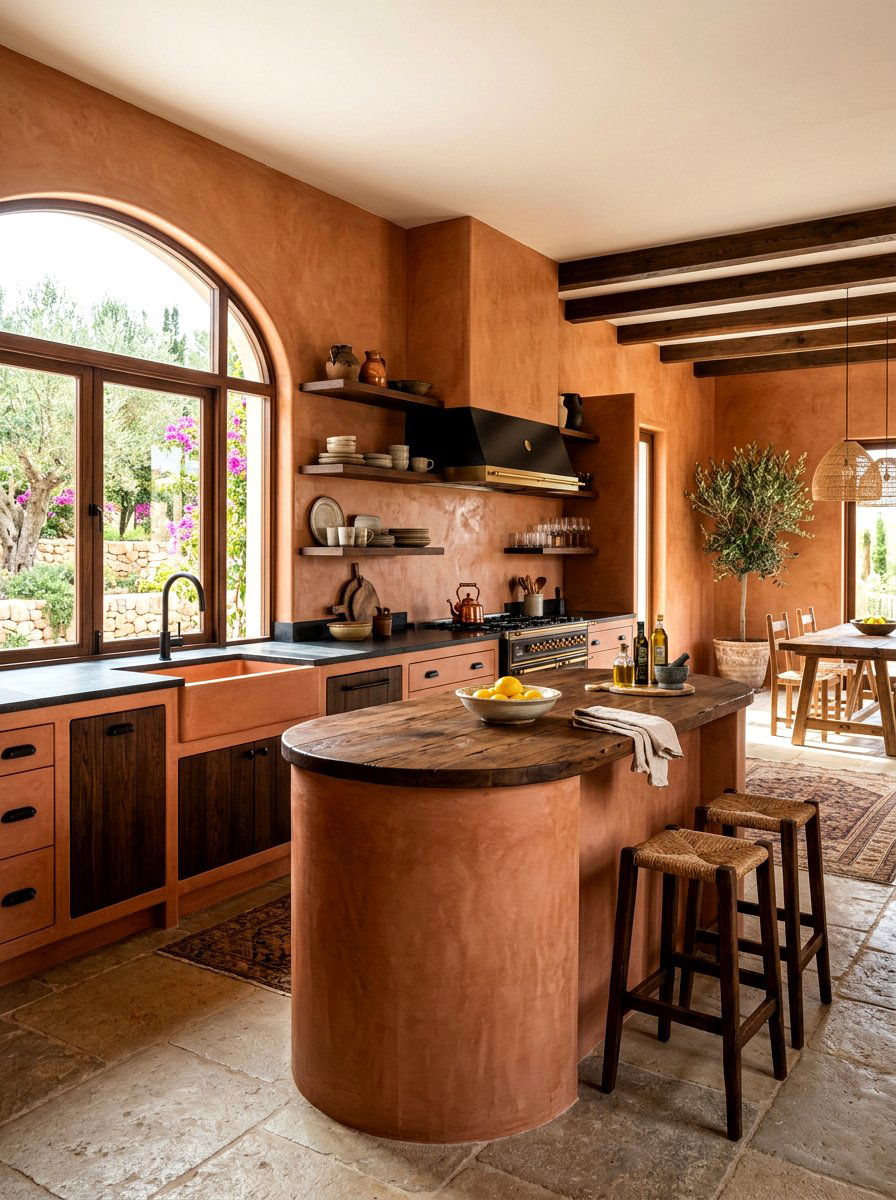 Terracotta Tadelakt Kitchen - 30 tadelakt kitchen ideas