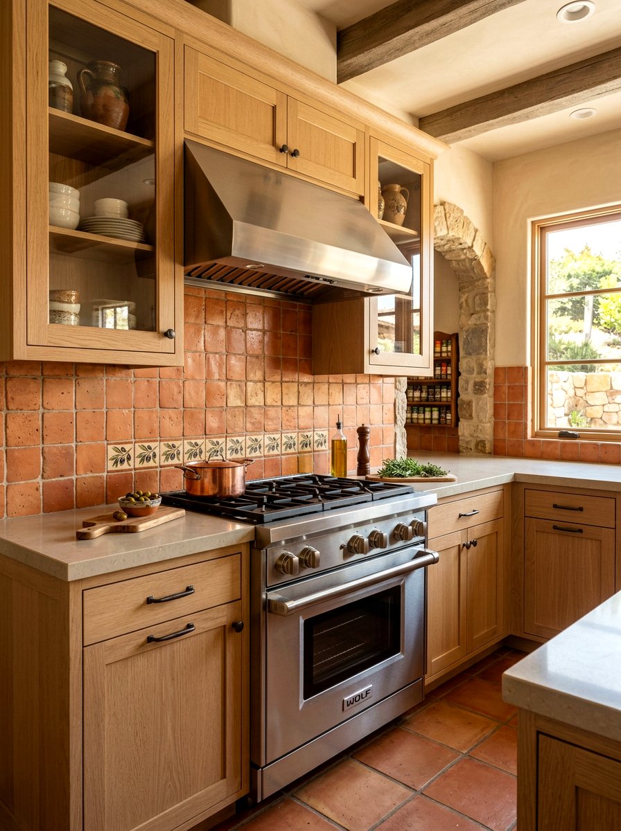 Terracotta Tile Backsplash - 30 English cottage kitchen ideas
