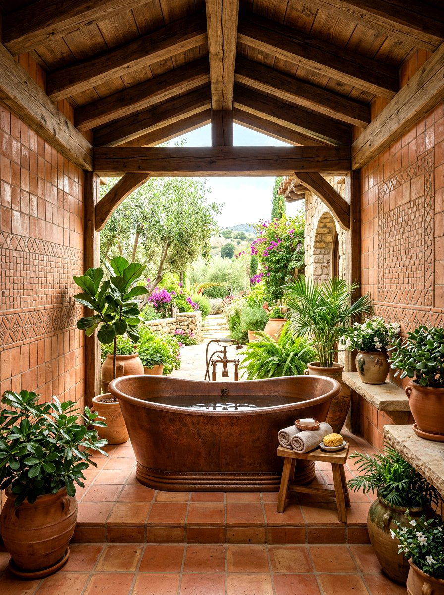 Terracotta Tile Bathroom - 30 floor to ceiling tile bathroom ideas