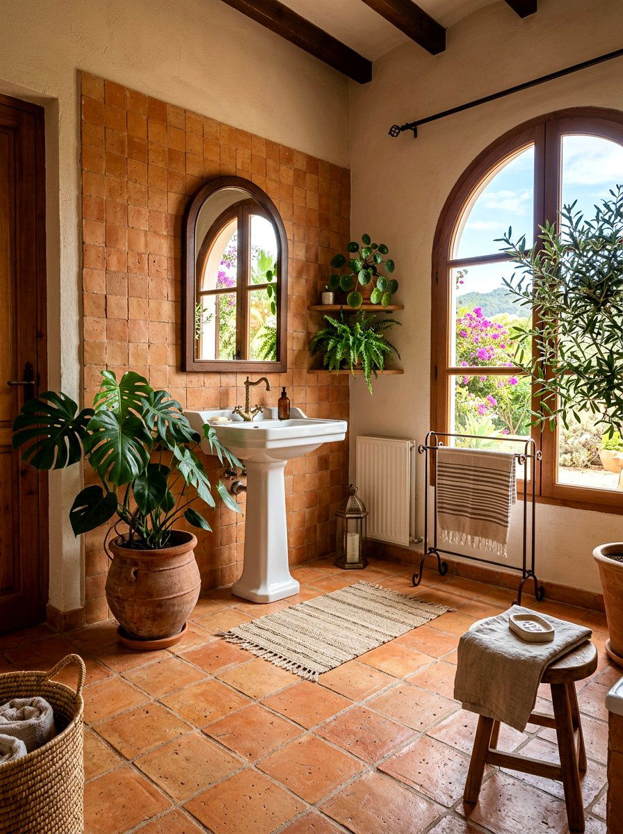 Terracotta Tile Bathroom - 30 Moroccan bathroom ideas