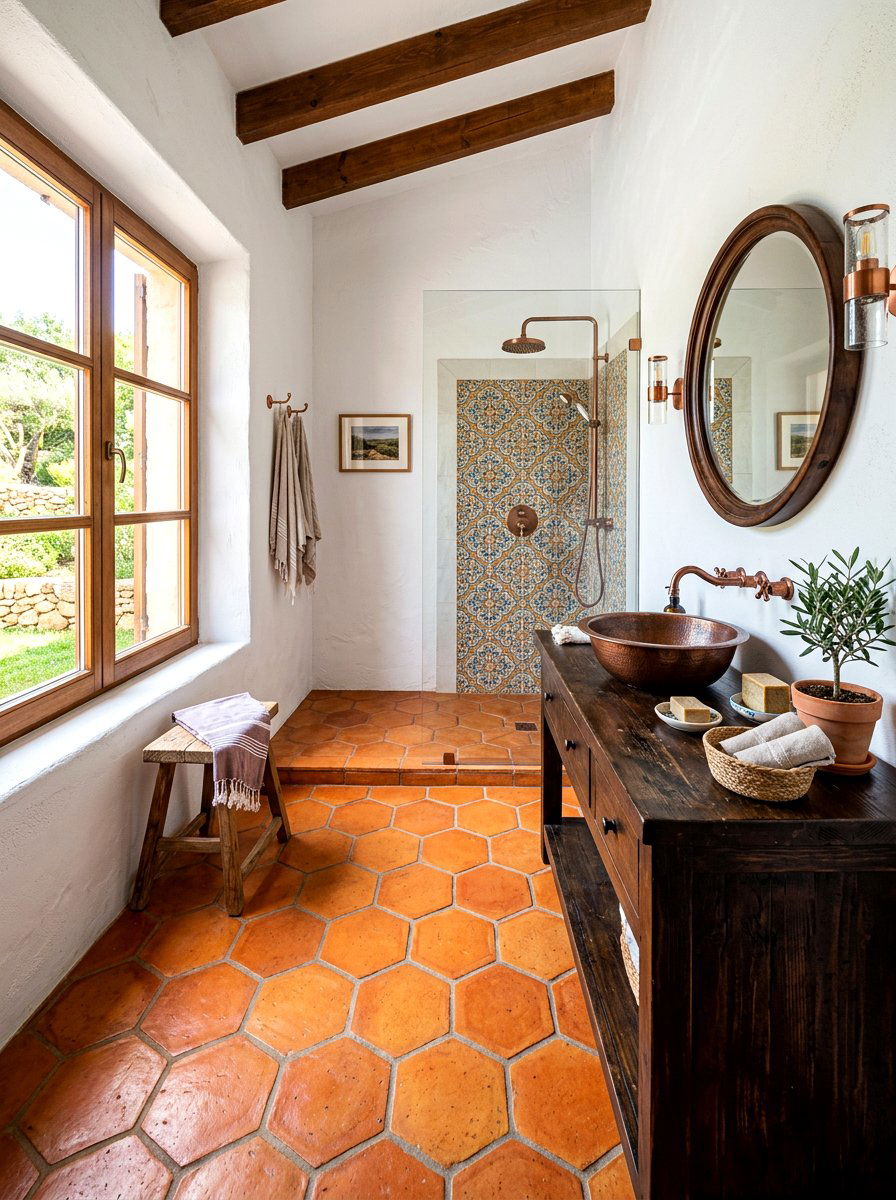 Terracotta Tile Bathroom - 30 bathroom tile ideas