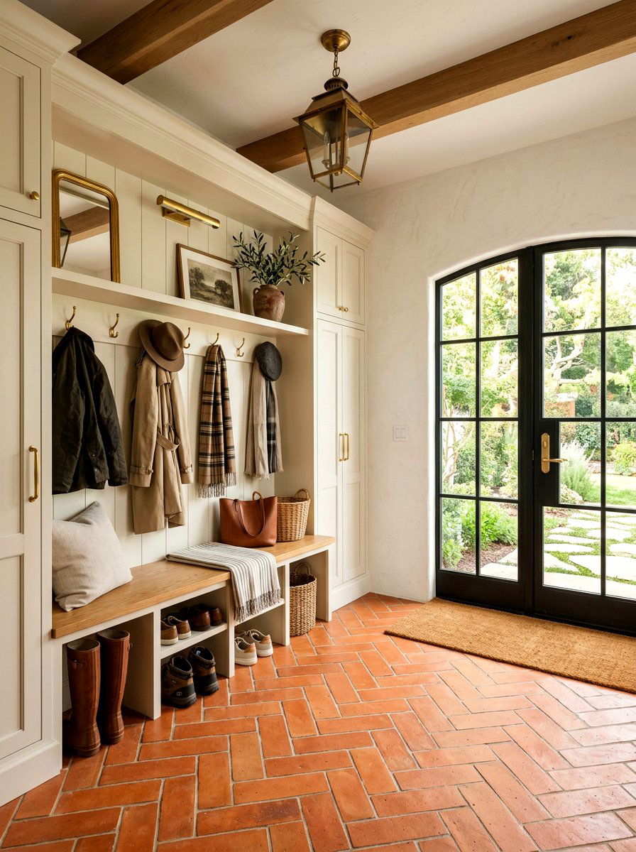 Terracotta Tile Entry - 30 English mudroom ideas