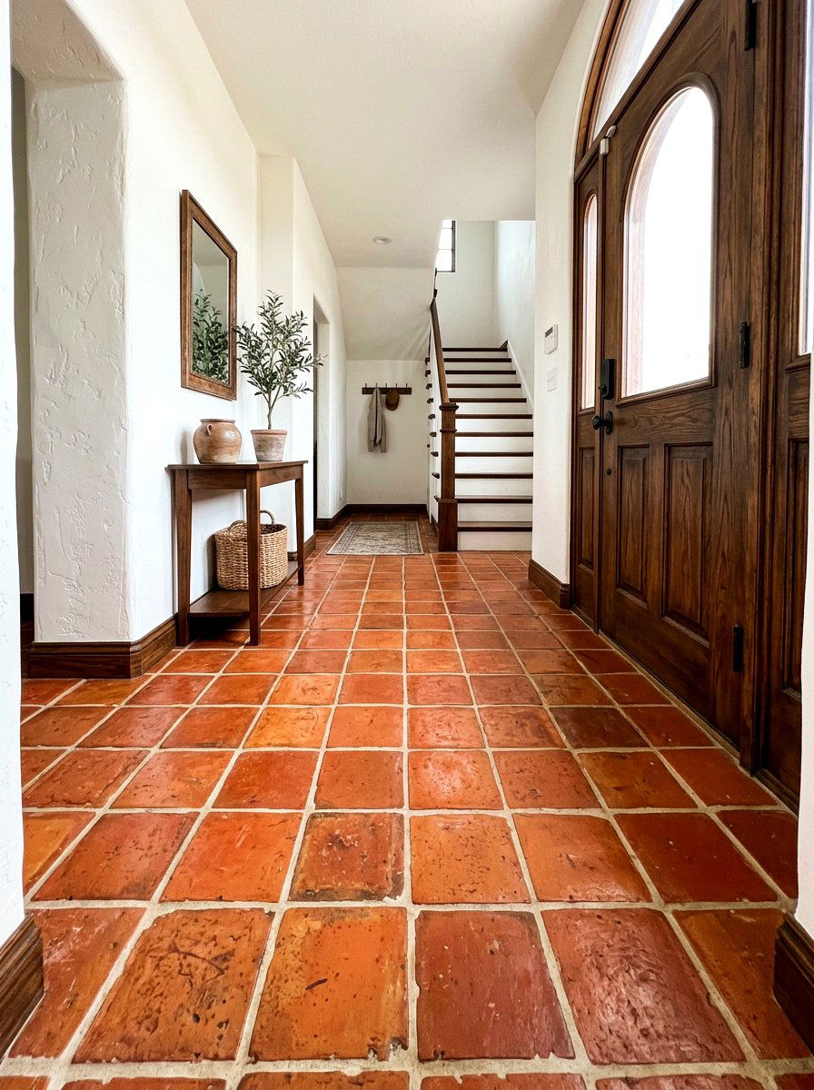 Terracotta Tile Floor - 30 old world entryway ideas