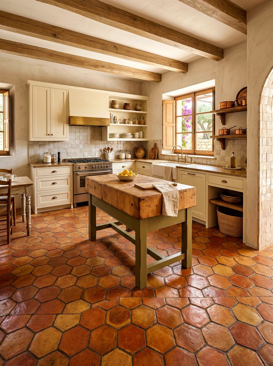 Terracotta Tile Floor - 30 french country decor ideas