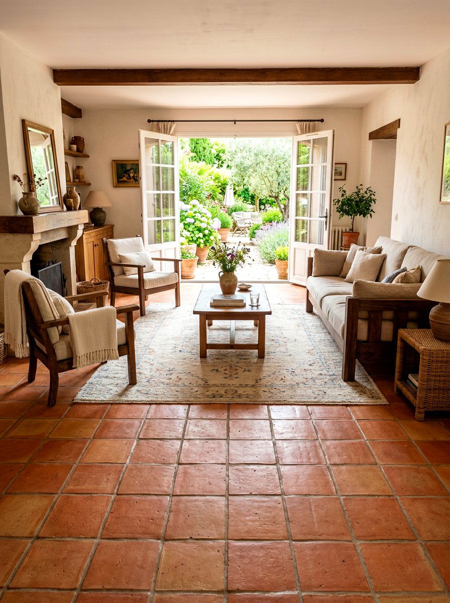 Terracotta Tile Flooring - 30 English cottage living room ideas