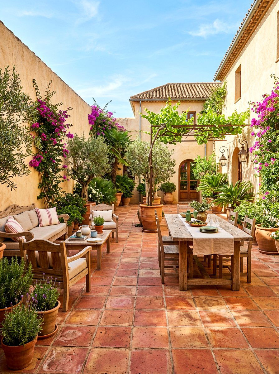 Terracotta Tile Flooring - 30 Mediterranean patio ideas