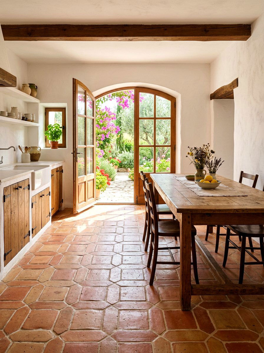 Terracotta Tile Flooring - 30 cottage home decor ideas