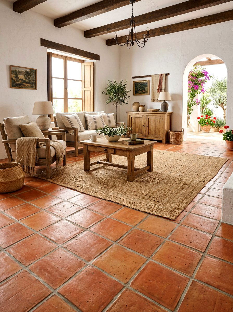 Terracotta Tile Floors - 30 English country living room ideas
