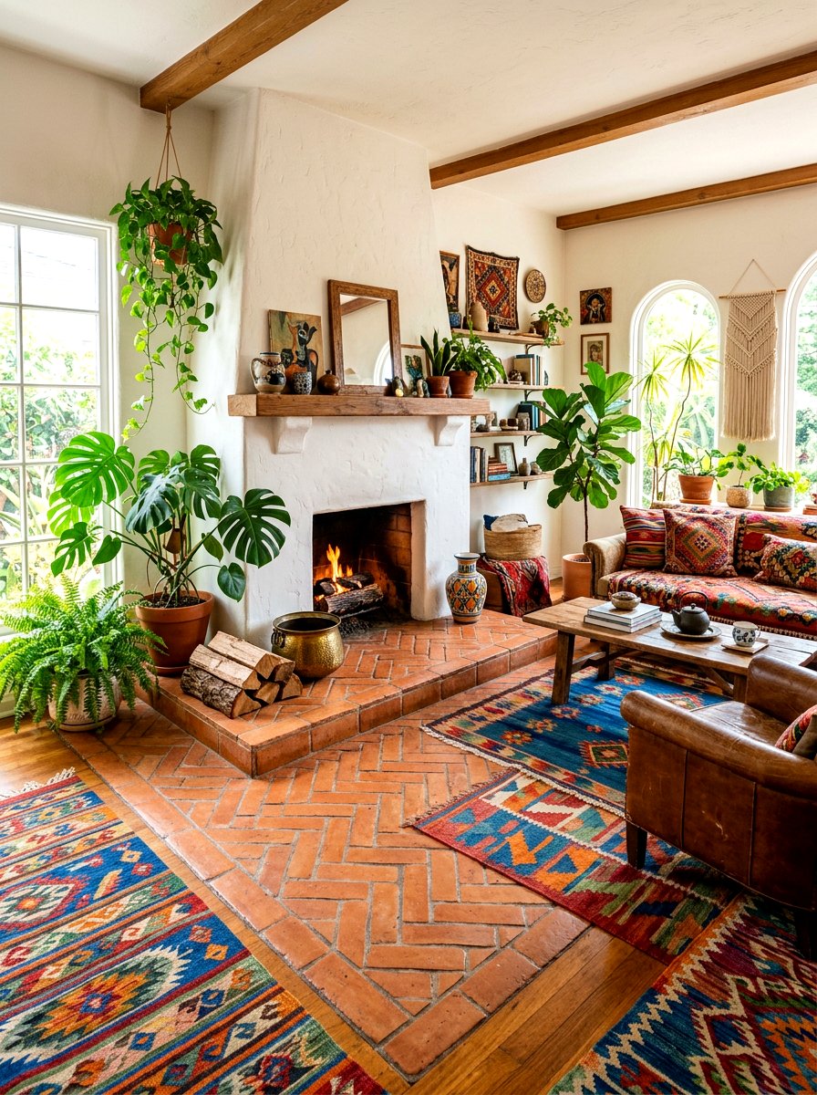 Terracotta Tile Hearth - 30 fireplace hearth ideas