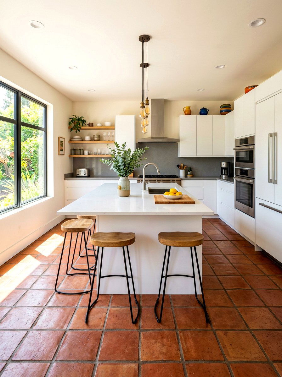 Terracotta Tile Kitchen Floor - 30 Parisian kitchen ideas