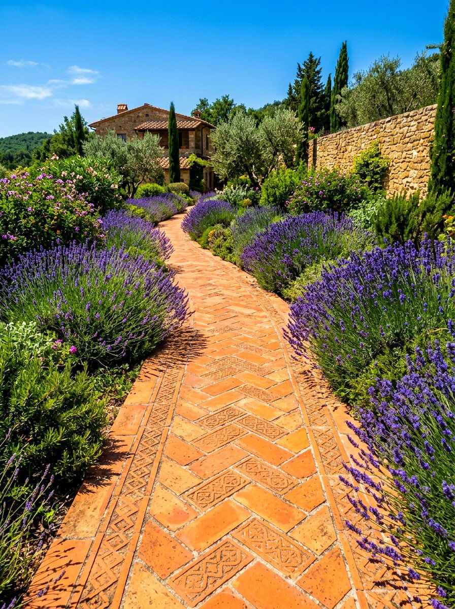 Terracotta Tile Path - 30 stepping path backyard ideas