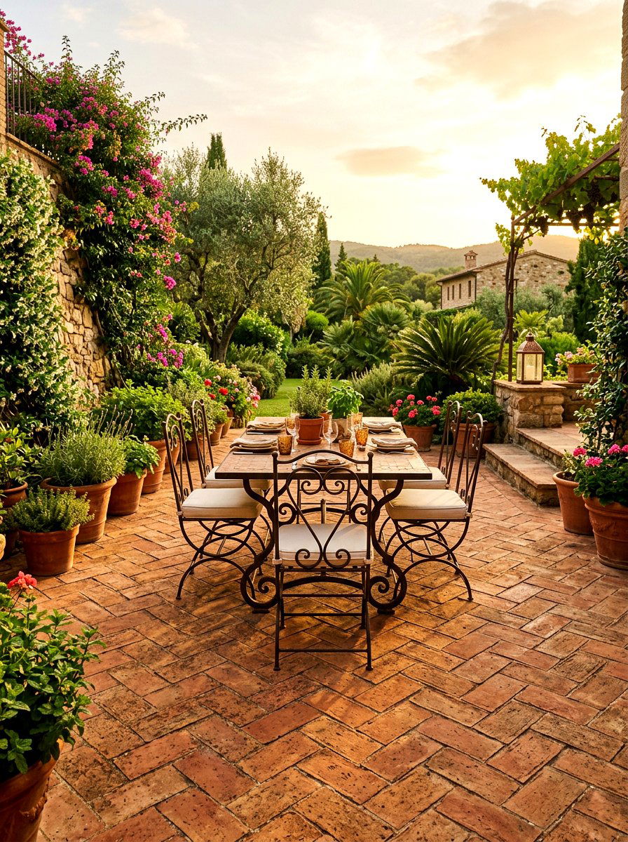 Terracotta Tile Patio - 30 Mediterranean patio lounge ideas