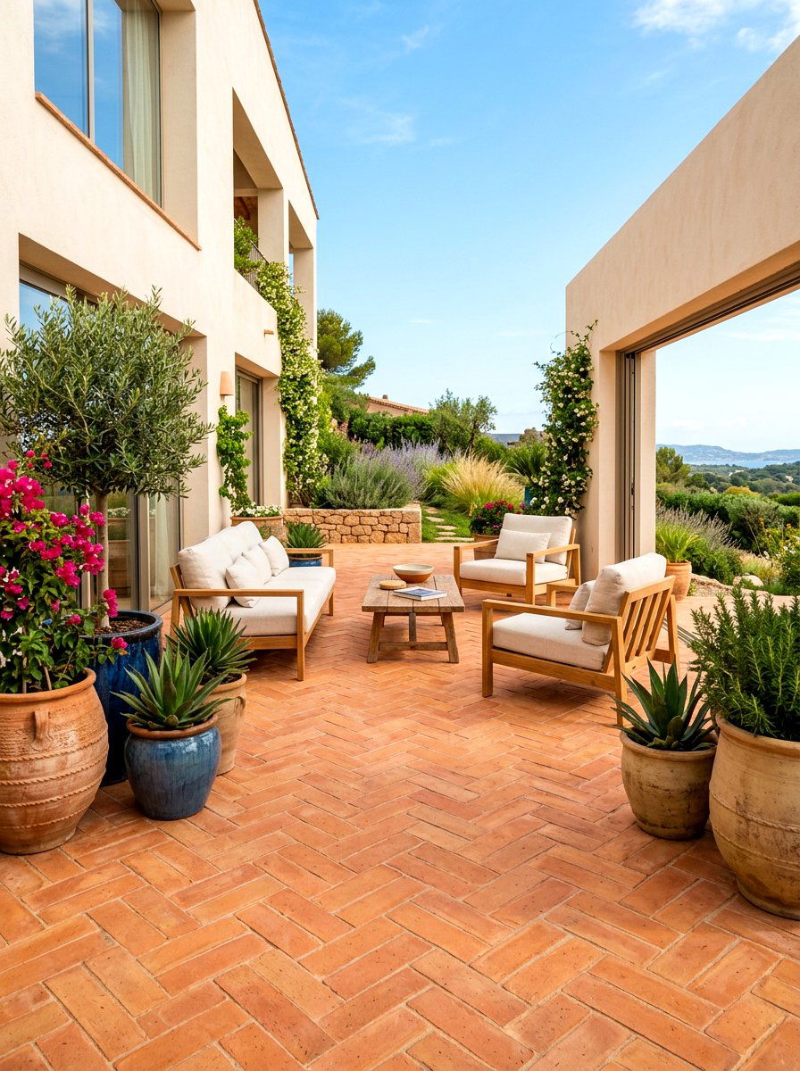Terracotta Tile Patio - 30 sunset inspired patio ideas
