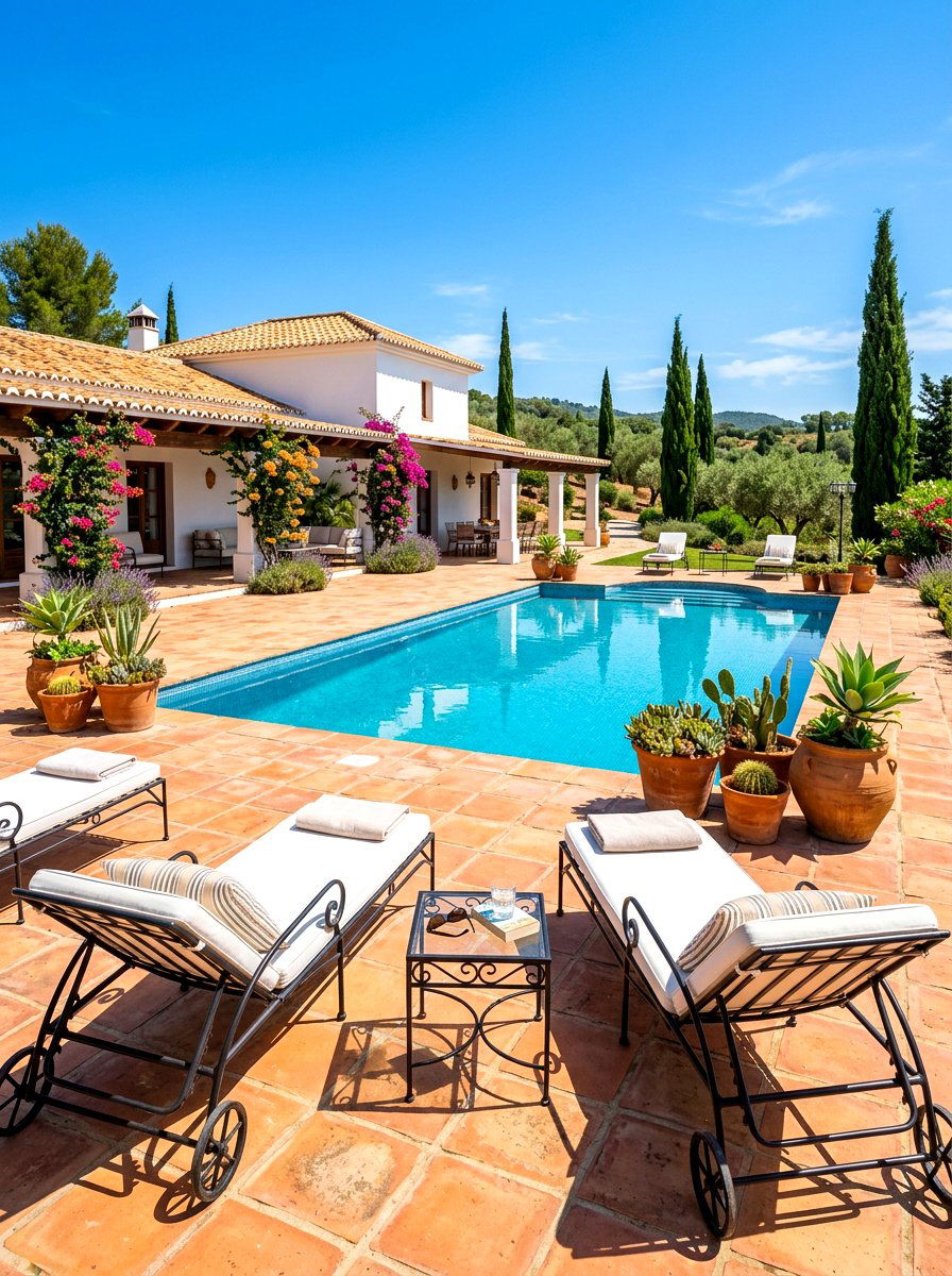Terracotta Tile Pool Deck - 30 Mediterranean pool patio ideas