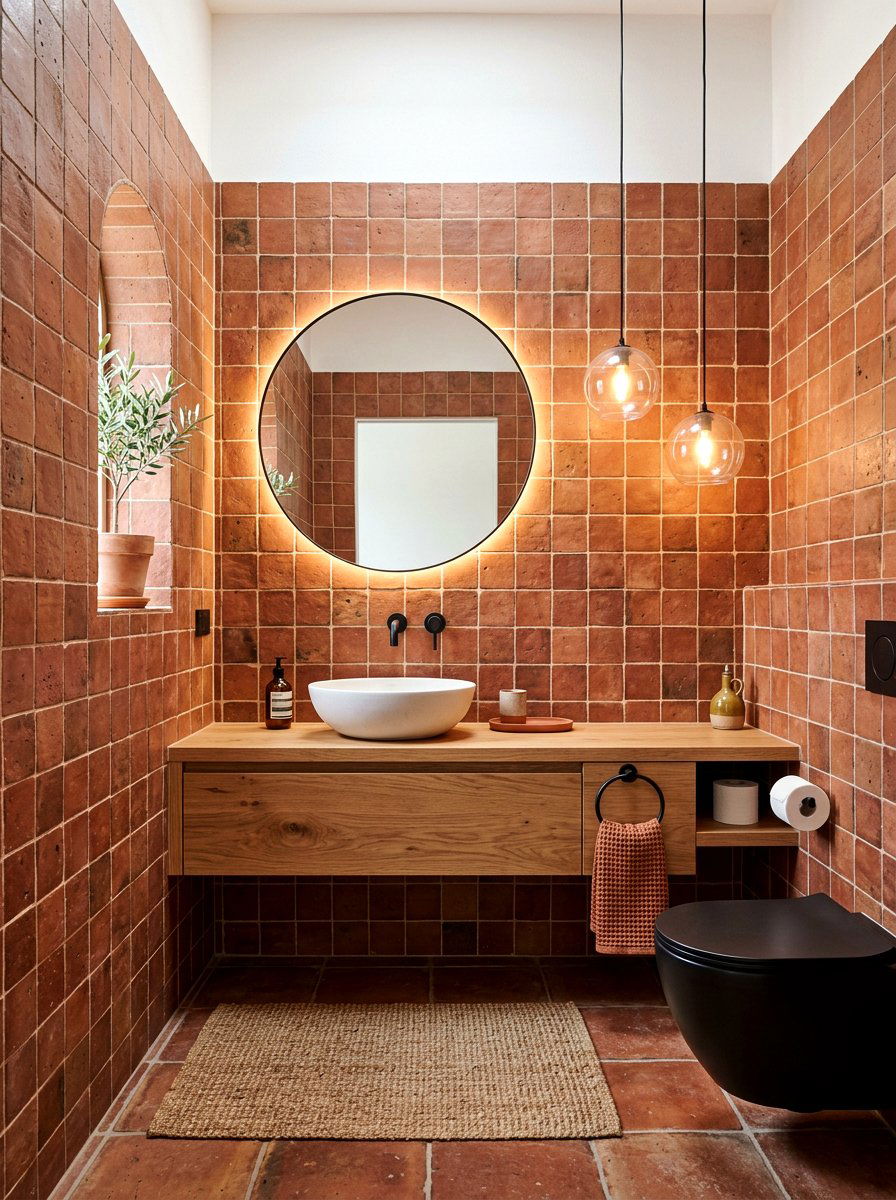 Terracotta Tile Powder Room - 30 terracotta powder room ideas