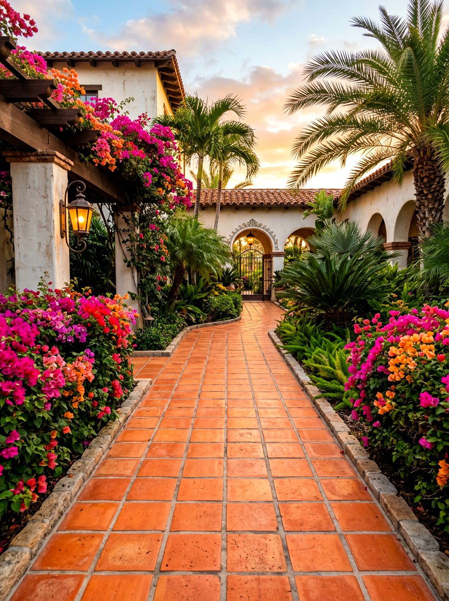 Terracotta Tile Walkway - 30 path through garden ideas