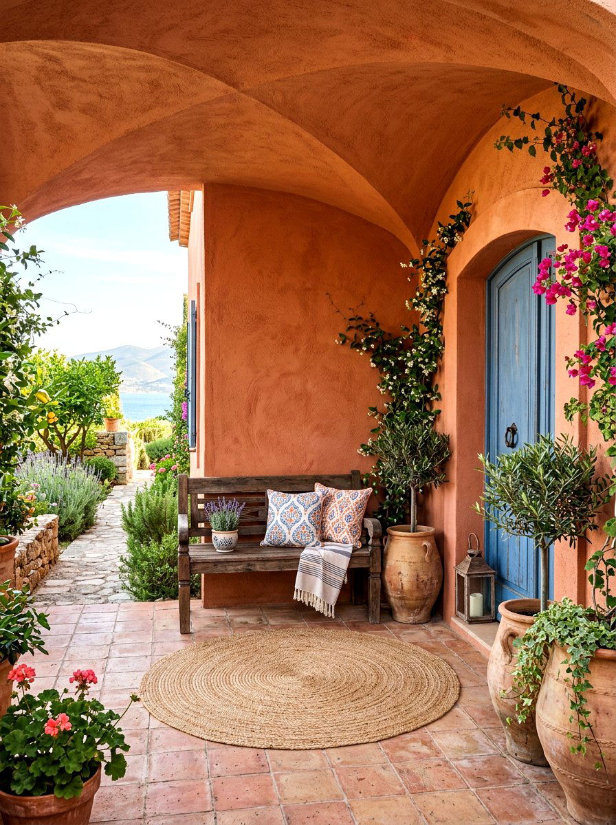 Terracotta Tiny Entryway - 30 color drenched small room ideas