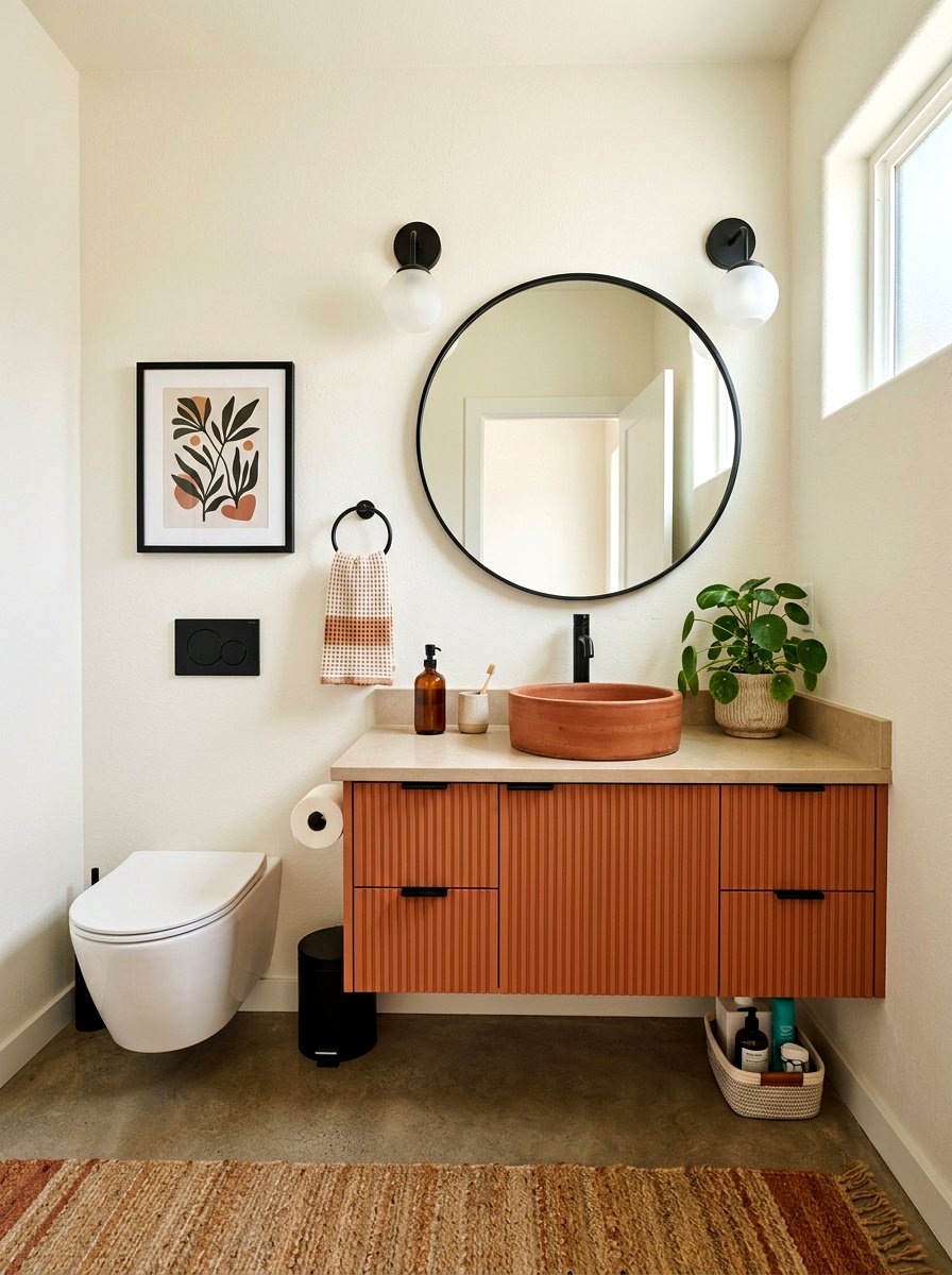 Terracotta Vanity Powder Room - 30 terracotta powder room ideas