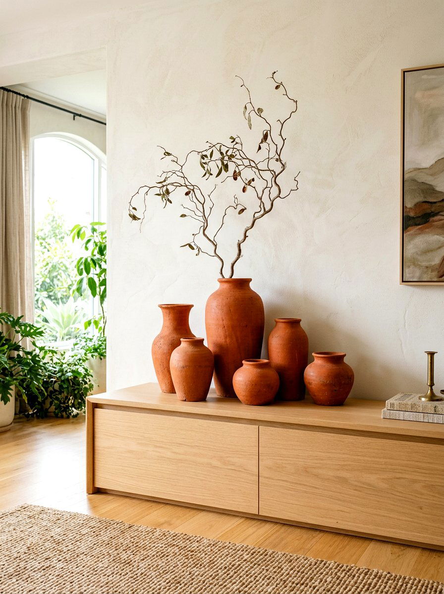 Terracotta Vase Decor - 30 warm minimalist home ideas