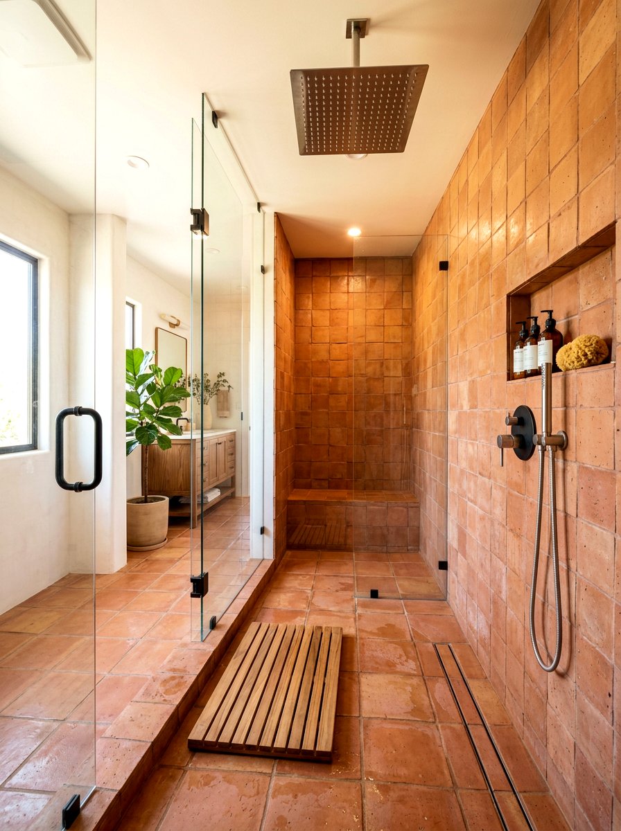 Terracotta Walk In Shower - 30 terracotta bathroom ideas