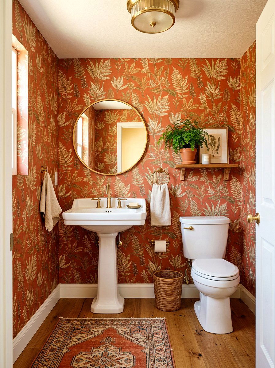Terracotta Wallpaper Powder Room - 30 terracotta powder room ideas