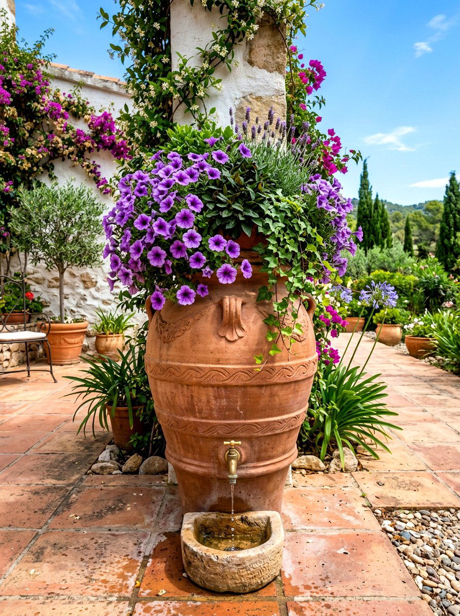 Terracotta Water Storage Urn - 30 rainwater collection ideas