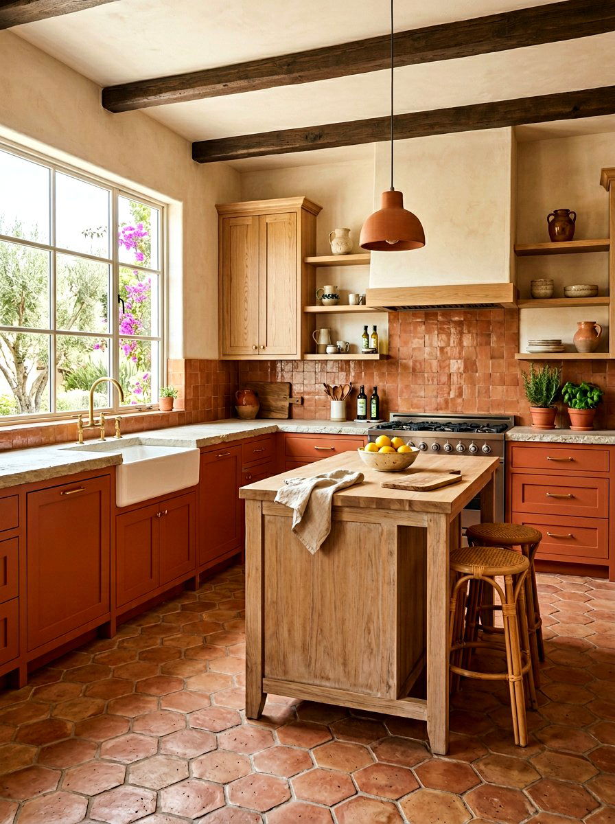 Terracotta and Ash Wood Kitchen - 30 stained and painted kitchen ideas