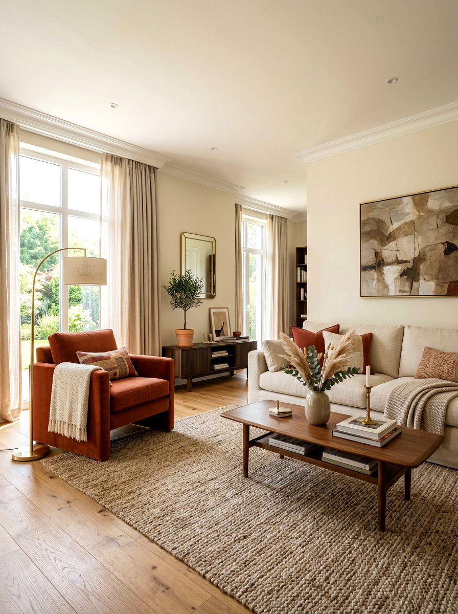 Terracotta and cream living room - 30 terracotta living room ideas