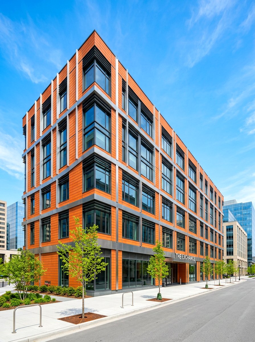 Terracotta and metal facade - 30 mixed material facade ideas