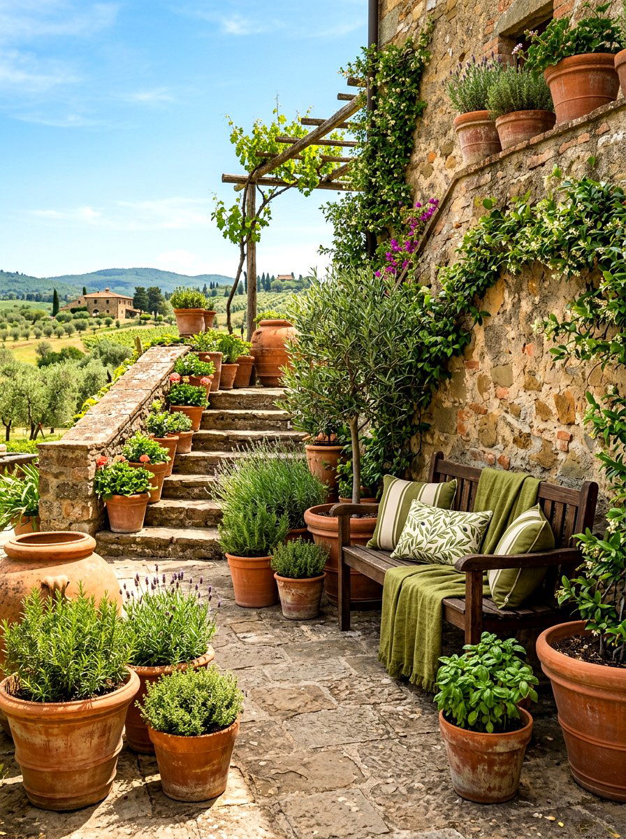 Terracotta and olive decor - 30 olive patio decor ideas