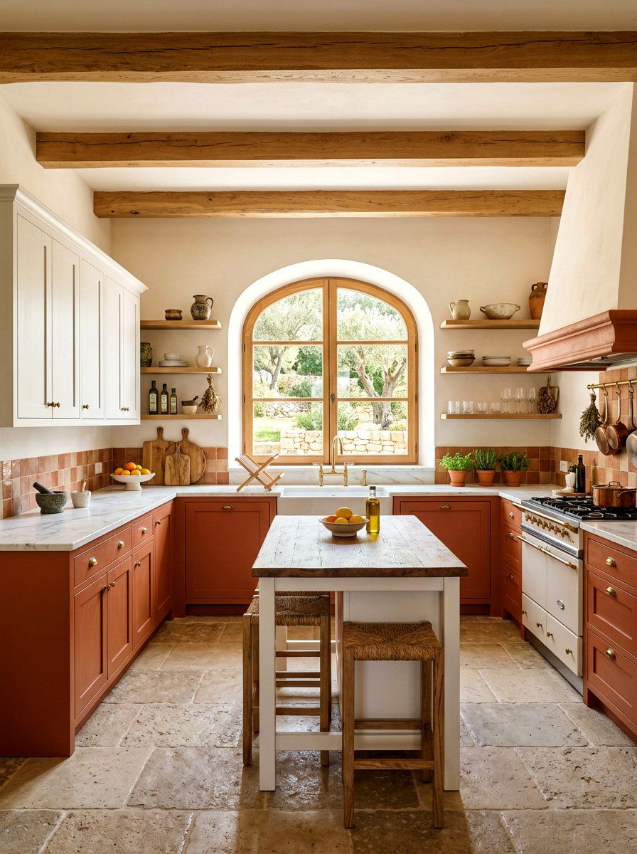 Terracotta and white kitchen cabinets - 30 two tone kitchen cabinet ideas