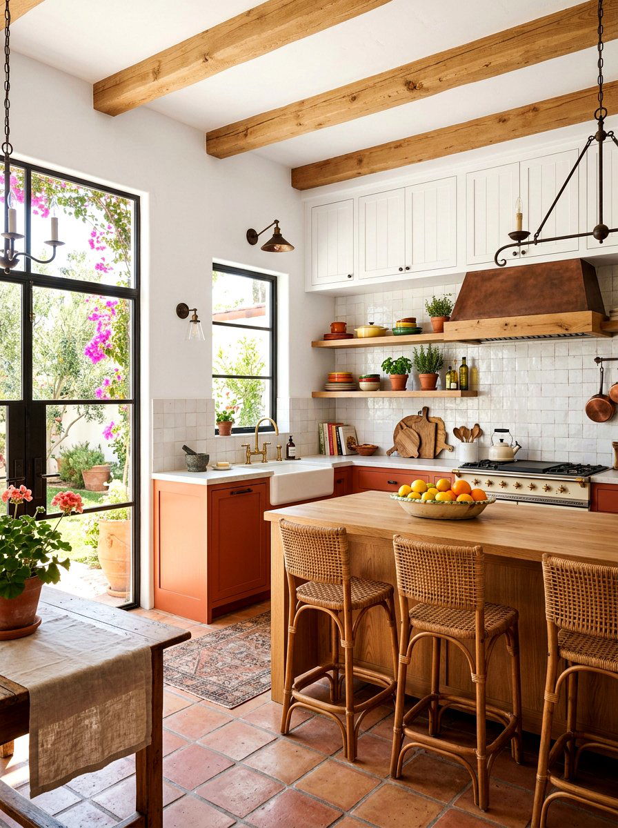 Terracotta and white kitchen cabinets - 30 kitchen paint cabinet combo ideas