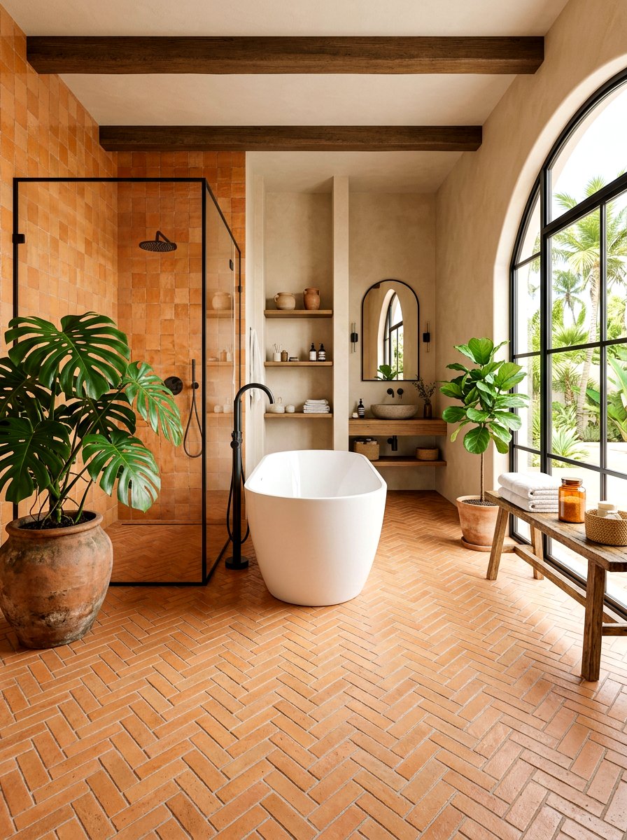 Terracotta bathroom tile - 30 terracotta decor ideas